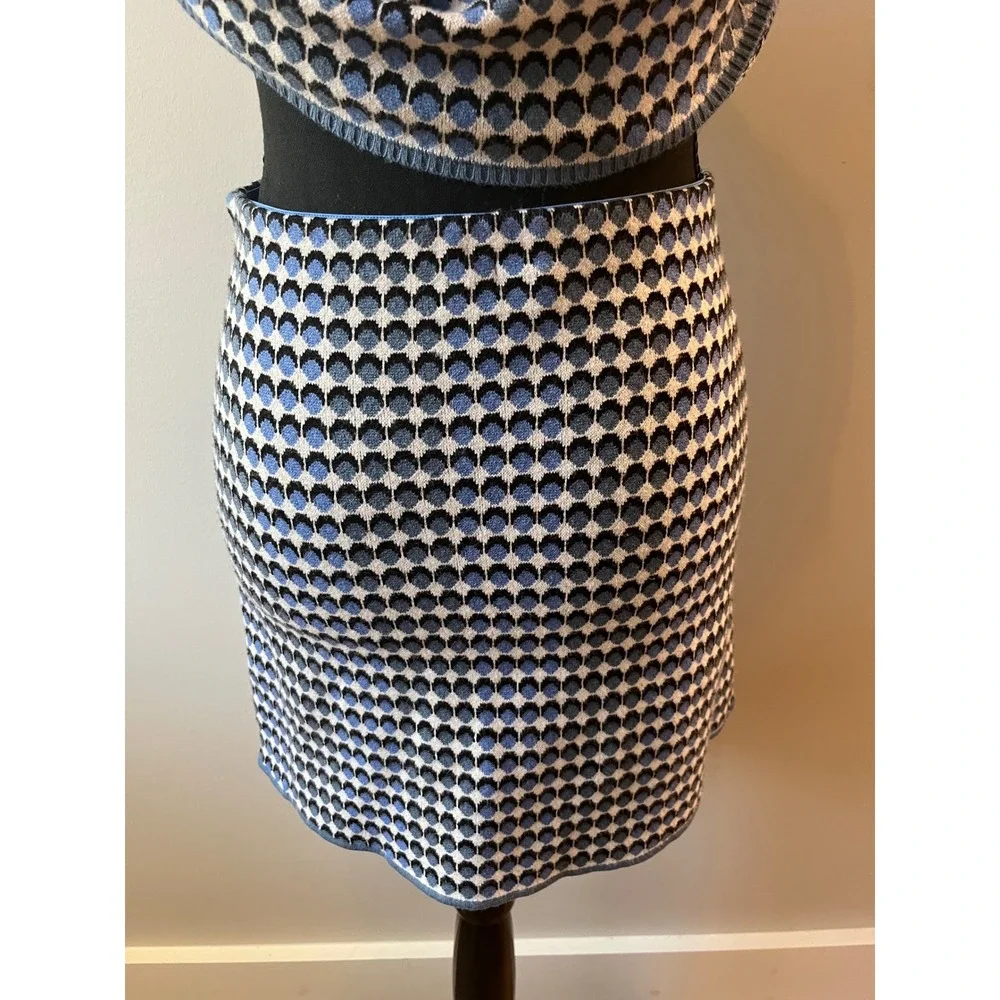 Lucy Paris Blue Geometric Knit Sleeveless Mini Dress Set XS - Picture 9 of 11